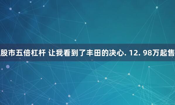股市五倍杠杆 让我看到了丰田的决心. 12. 98万起售